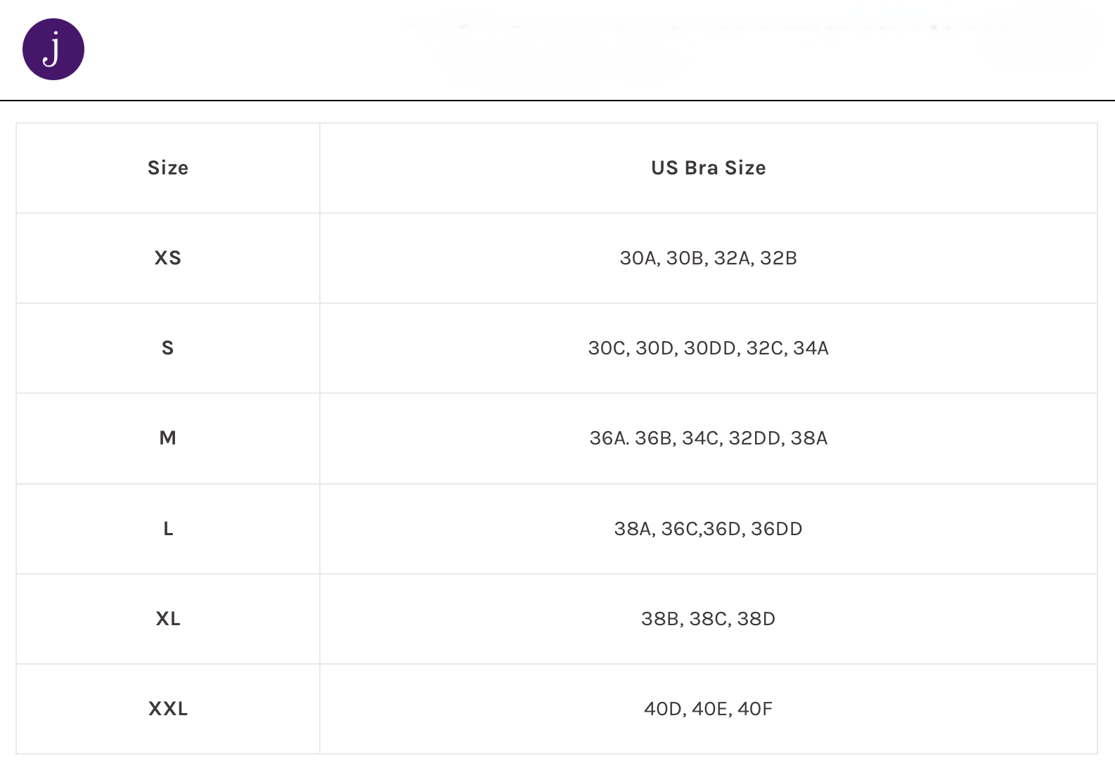 Product size guide