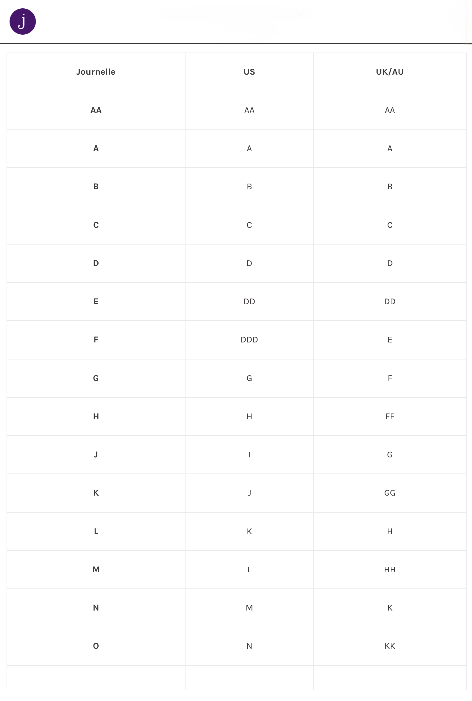 Product size guide