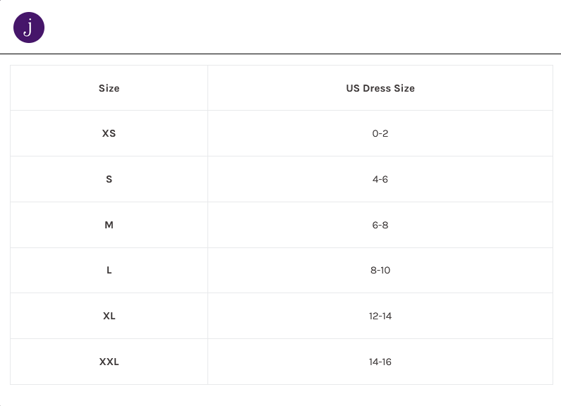 Product size guide