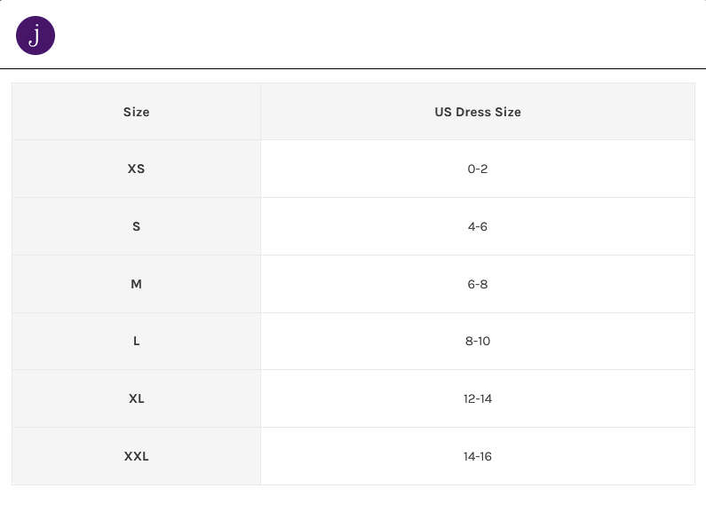 Product size guide