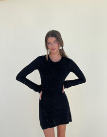 Open Back Knit Mini Dress | Black