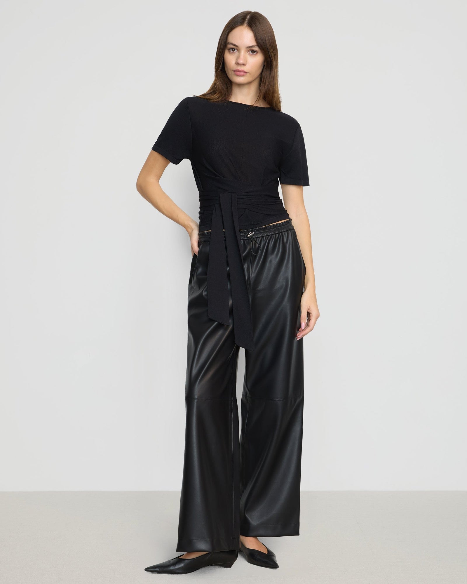 Jude Cropped Tie-Front Top | Black