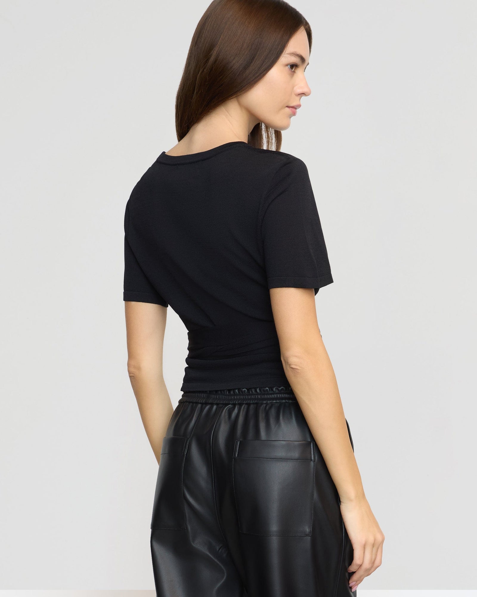Jude Cropped Tie-Front Top | Black