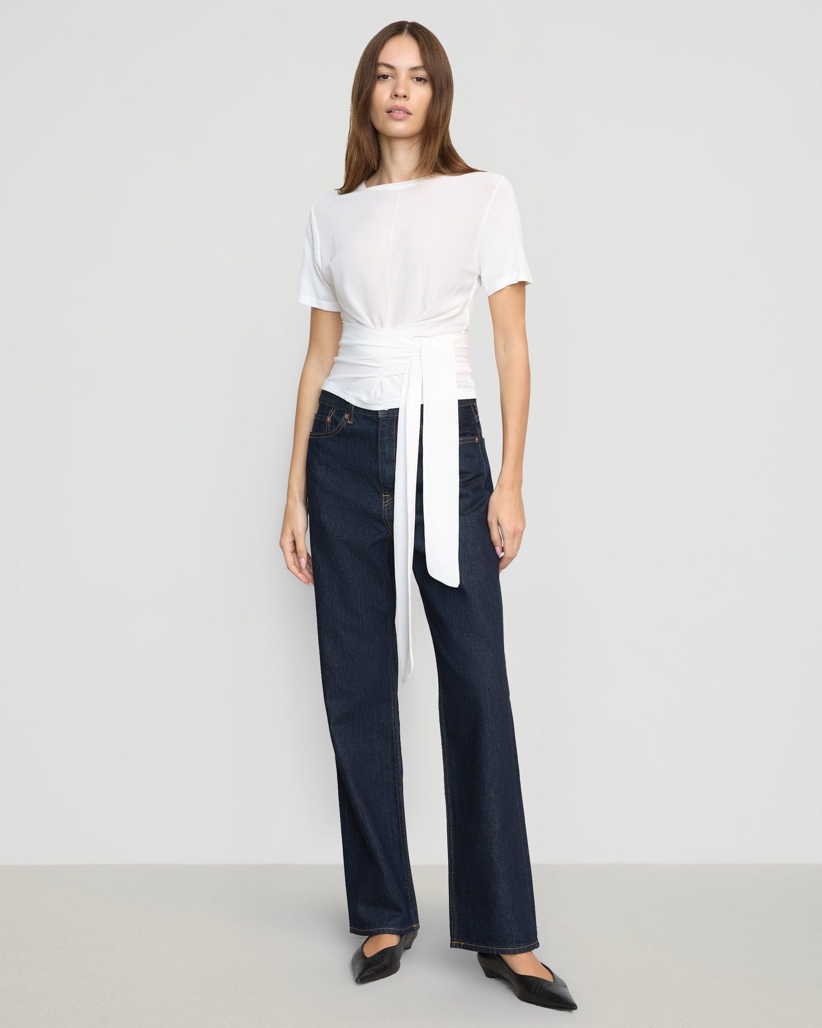 Jude Cropped Tie-Front Top | White