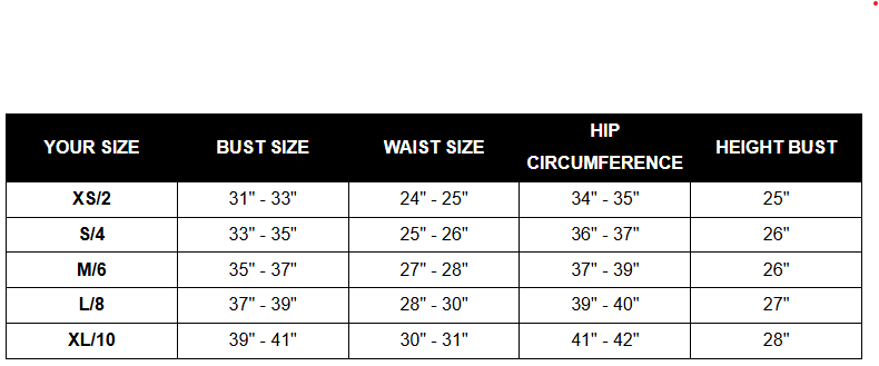Product size guide