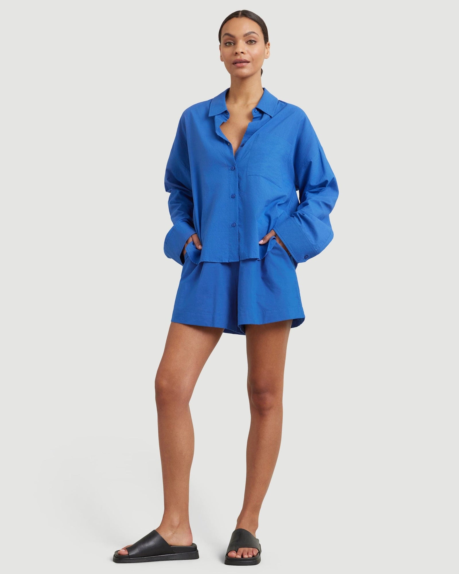 Kenya High-Waisted Organic Cotton Short | Cobalt