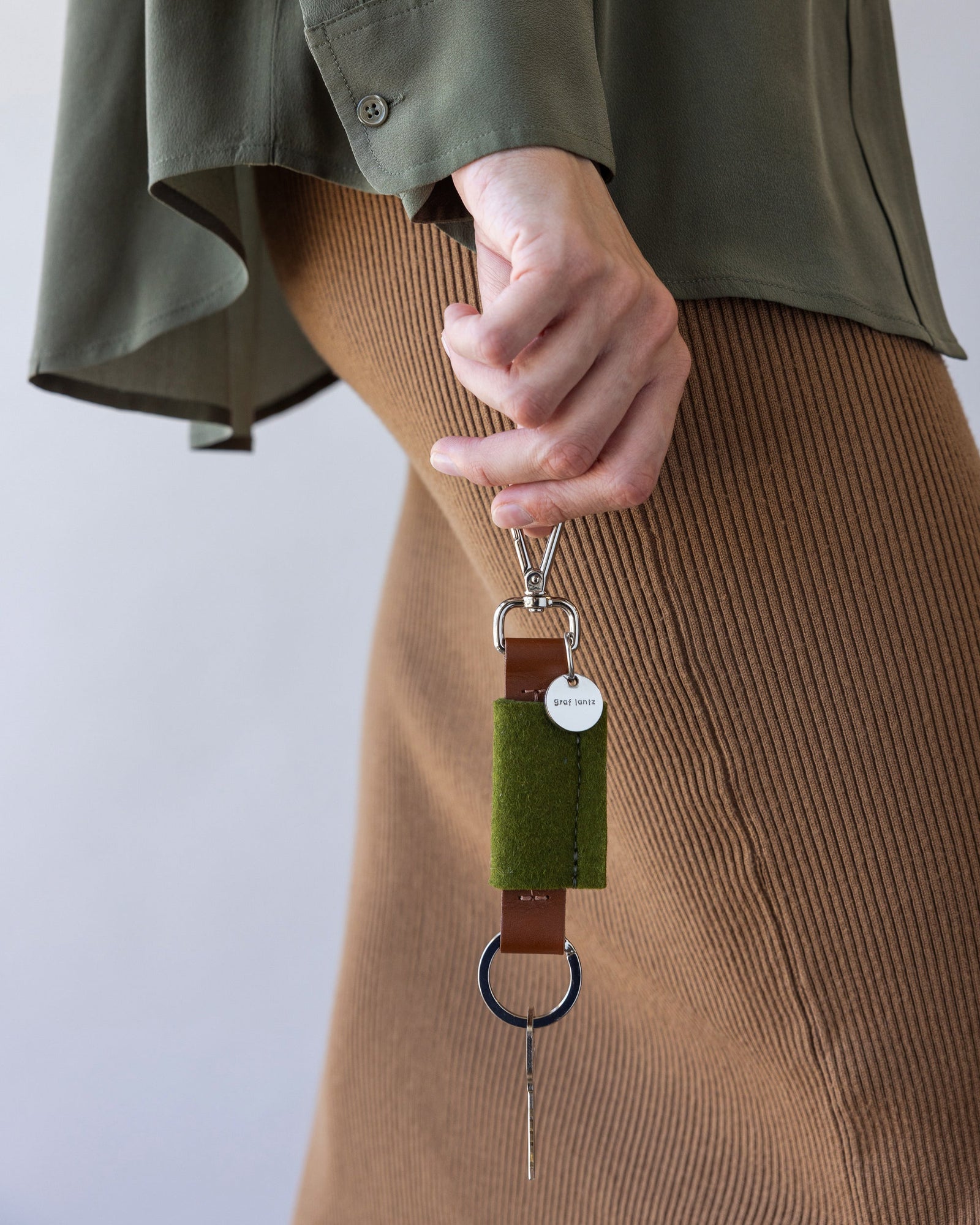 Merino Wool Bar Key Fob | Moss
