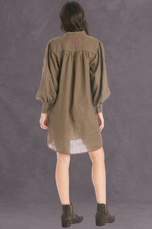 Women | Boho Linen Dress | Olive