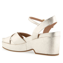 Chabella Sandal Dress Platform | Gold Metallic Textured Faux Leather