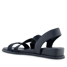 Bora Sandal Wedge | Navy Rouched Elastic Fabric