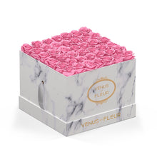 Large Square - White Marble | Pink
