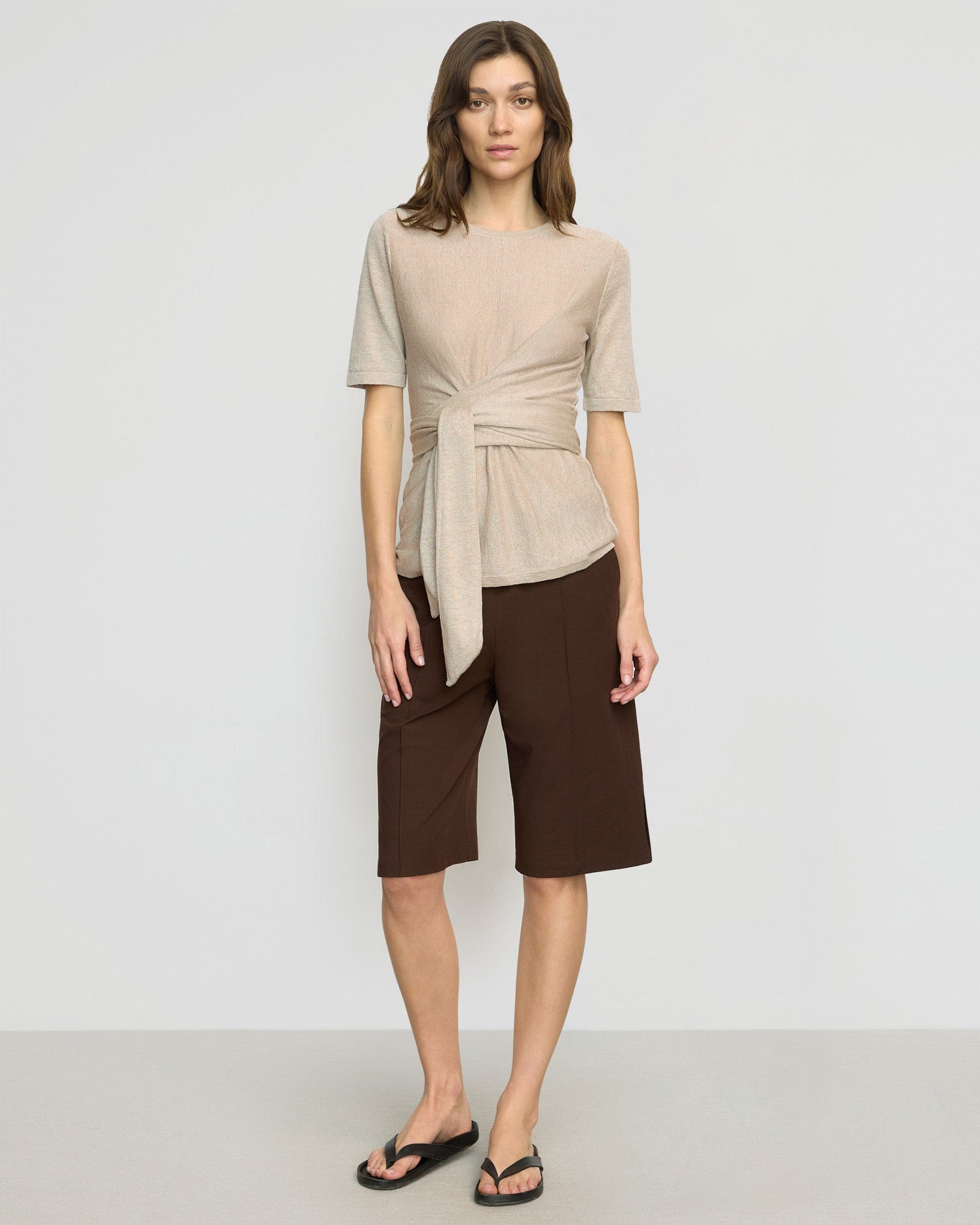 Lark Tie-Front Linen Sweater | Natural