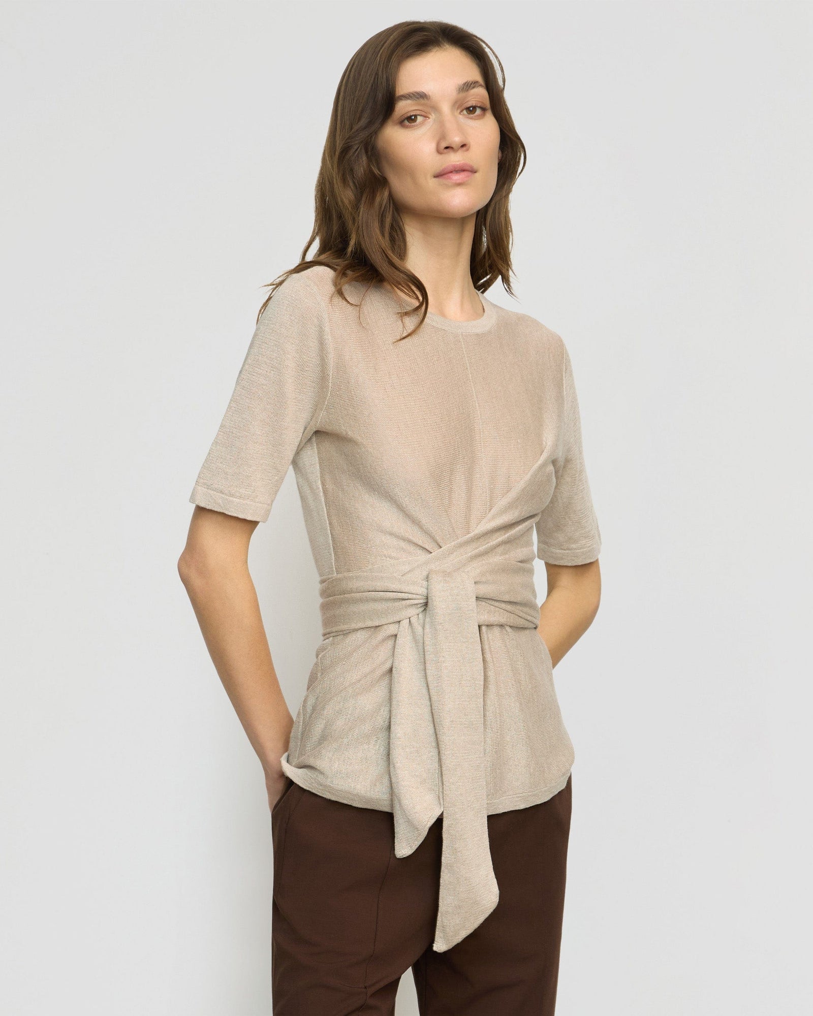 Lark Tie-Front Linen Sweater | Natural