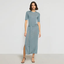 Larkyn Tie-Front Semi-Sheer Tencel-Wool Dress | Deep Skylight