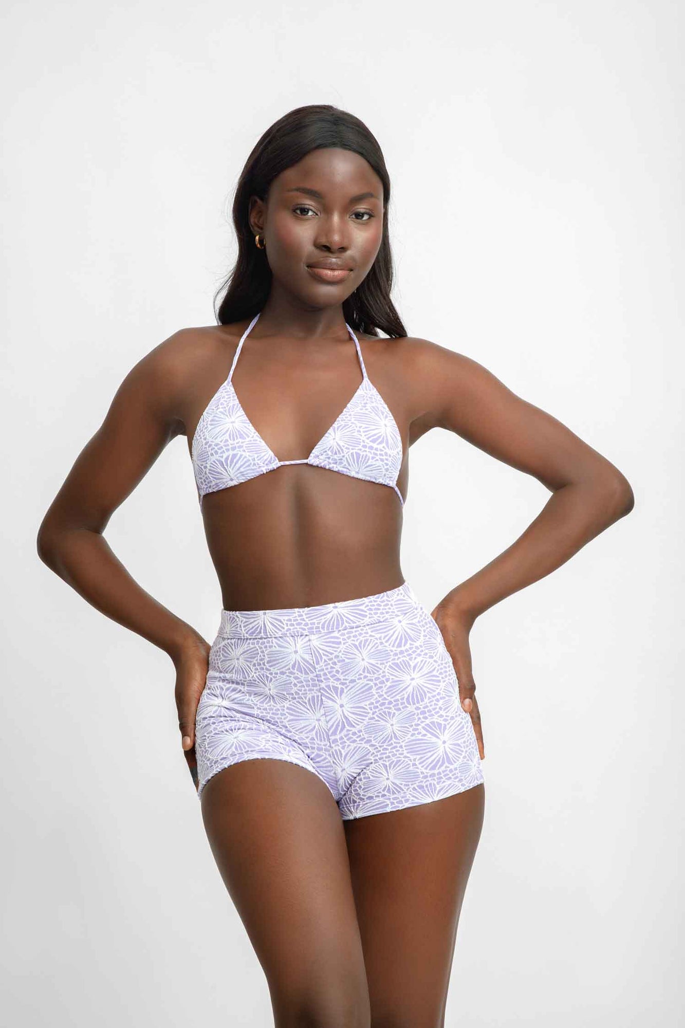 Women | Tori Swim Shorts | Lavender Jacquard