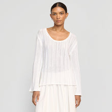 Leah Ribbed Scoop-Neck Sweater | White