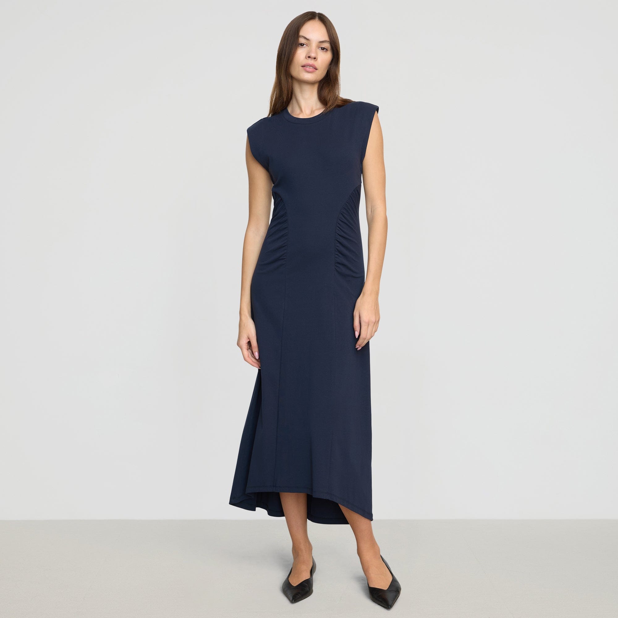 Lenox Side-Ruched Dress | Navy
