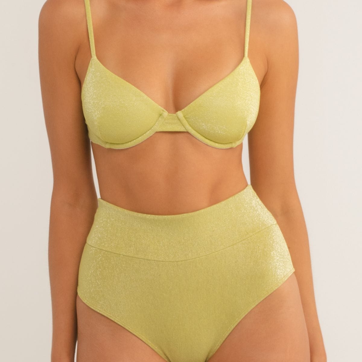 Added Coverage High Rise Bikini Bottom | Limon Sparkle