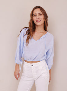 Tie Up Pullover Top | Perennial Blue