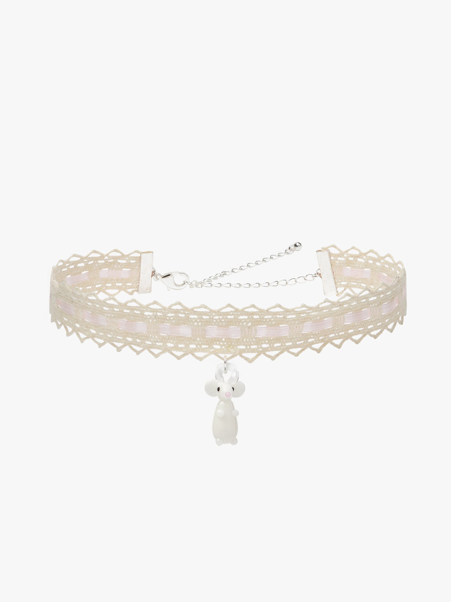 Lace Glass Rat Choker | Pink x White