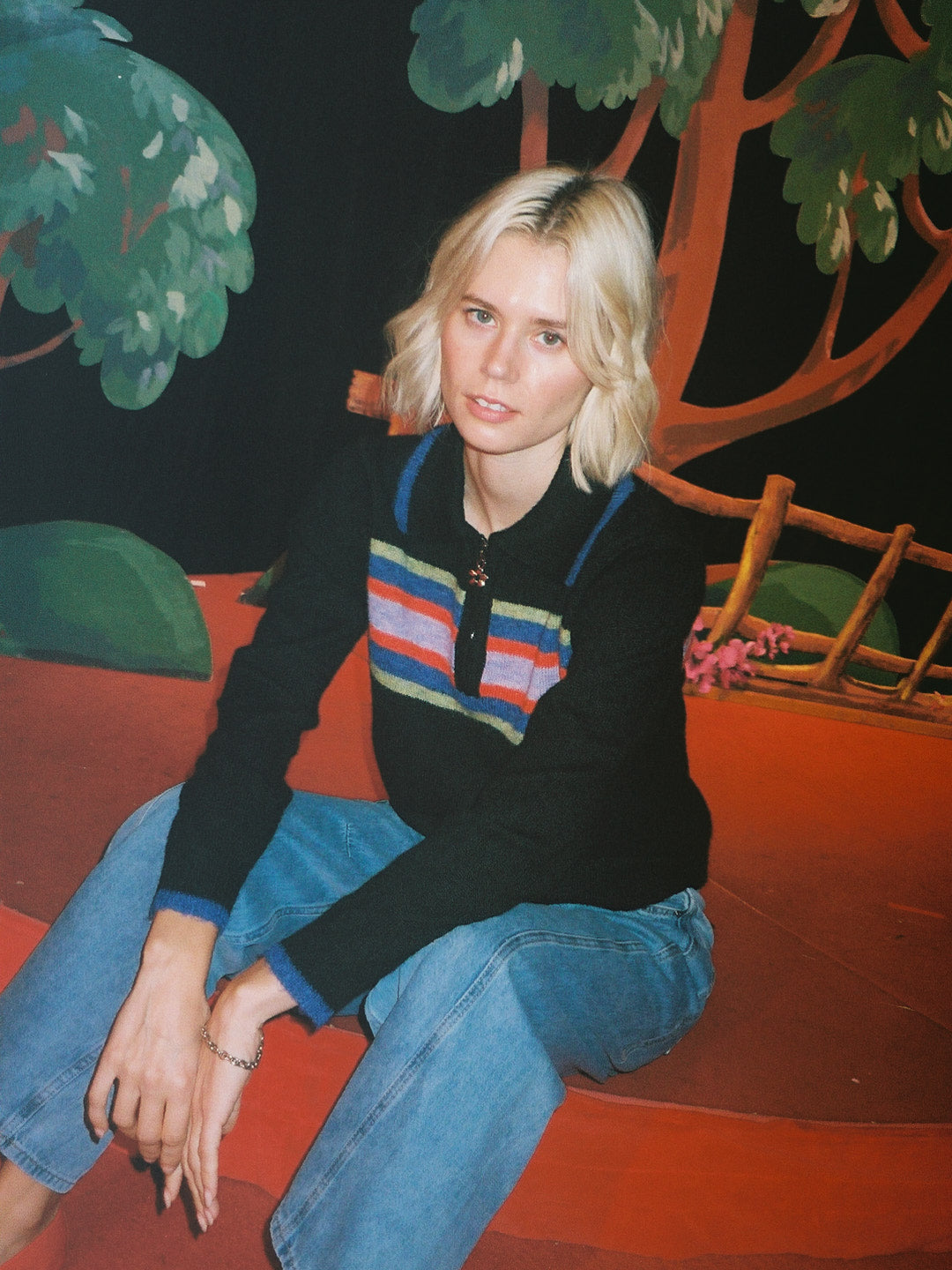 Wylie Half Zip Sweater | Black Multi