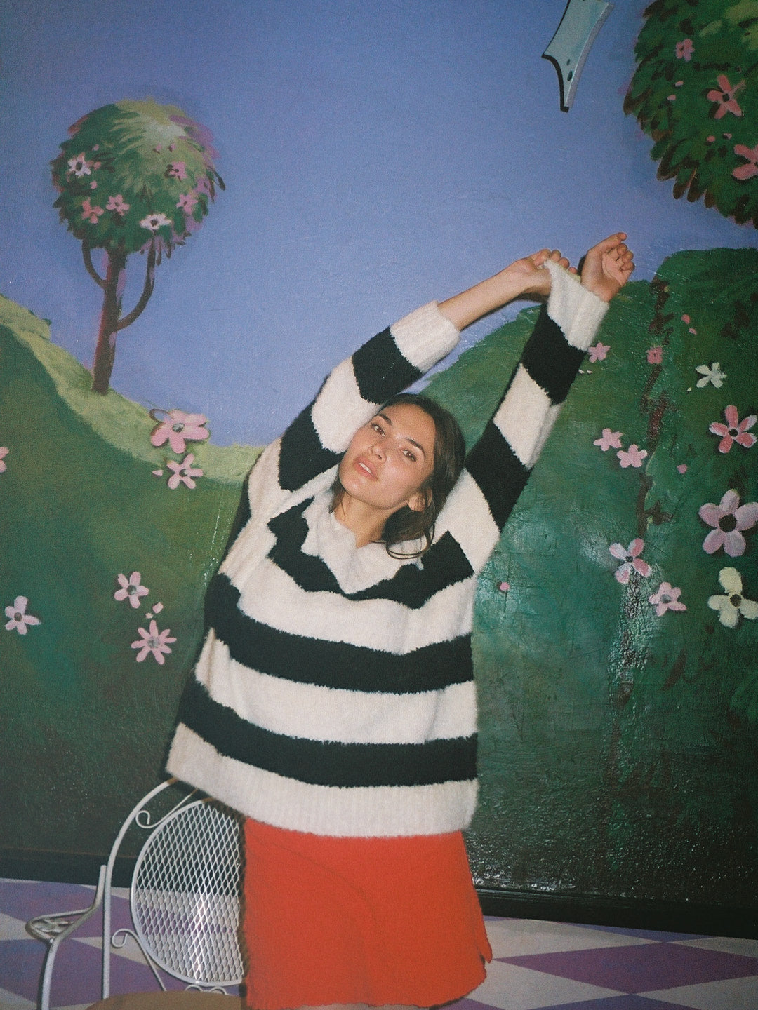 Coby V-Neck Sweater | Black/White Stripes