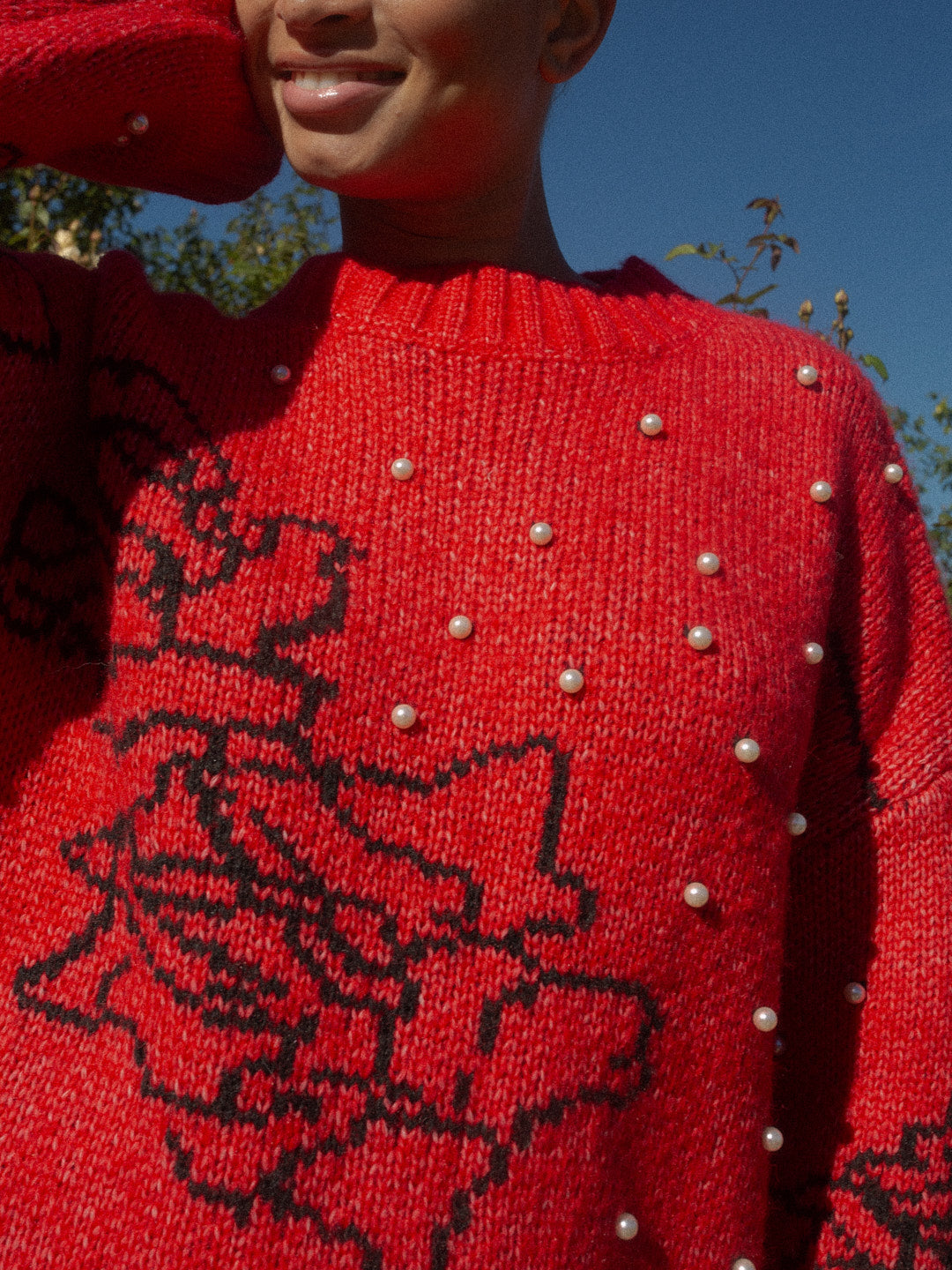 Iris Pearl Sweater | Rose Dot Red