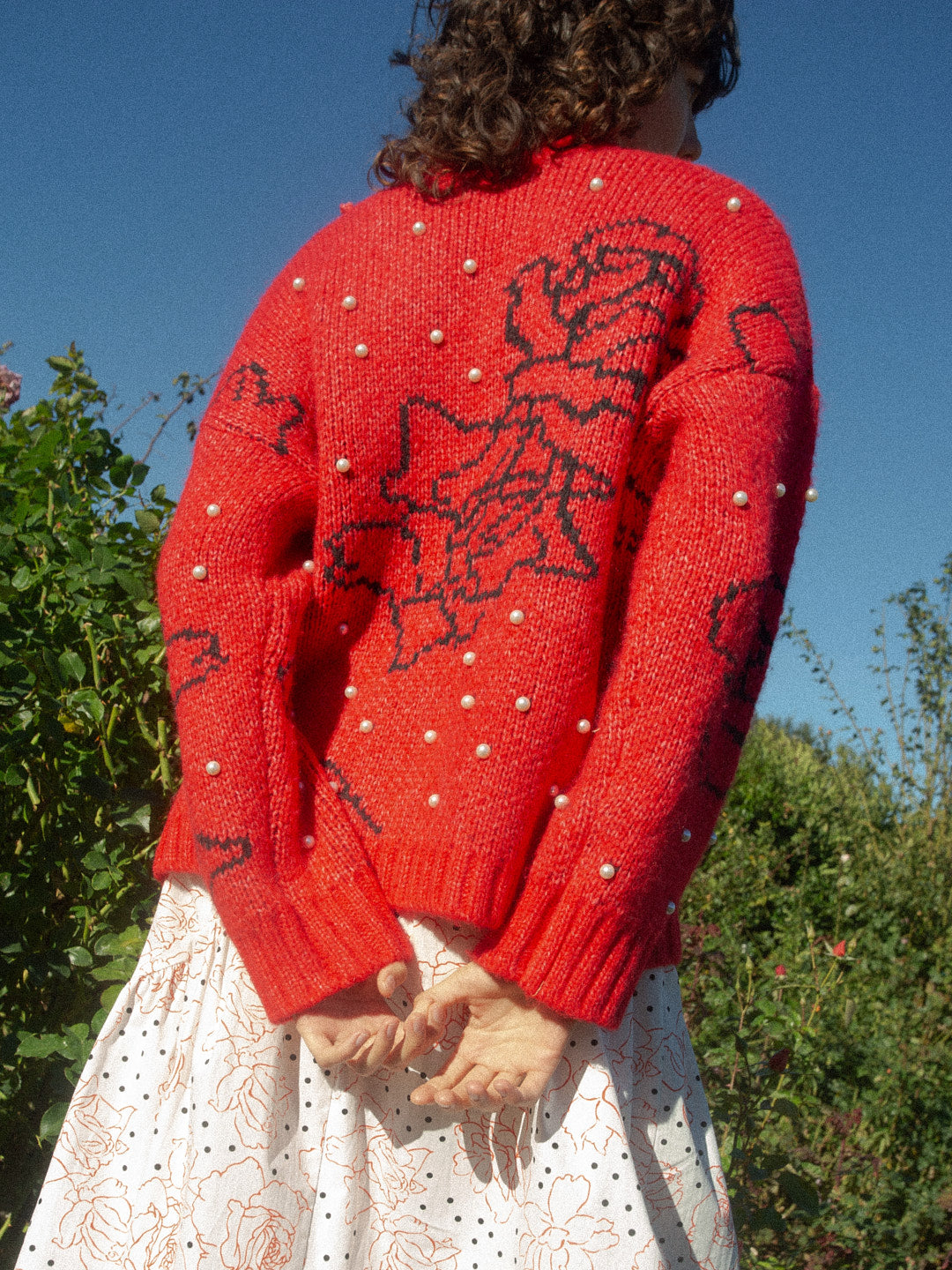 Iris Pearl Sweater | Rose Dot Red
