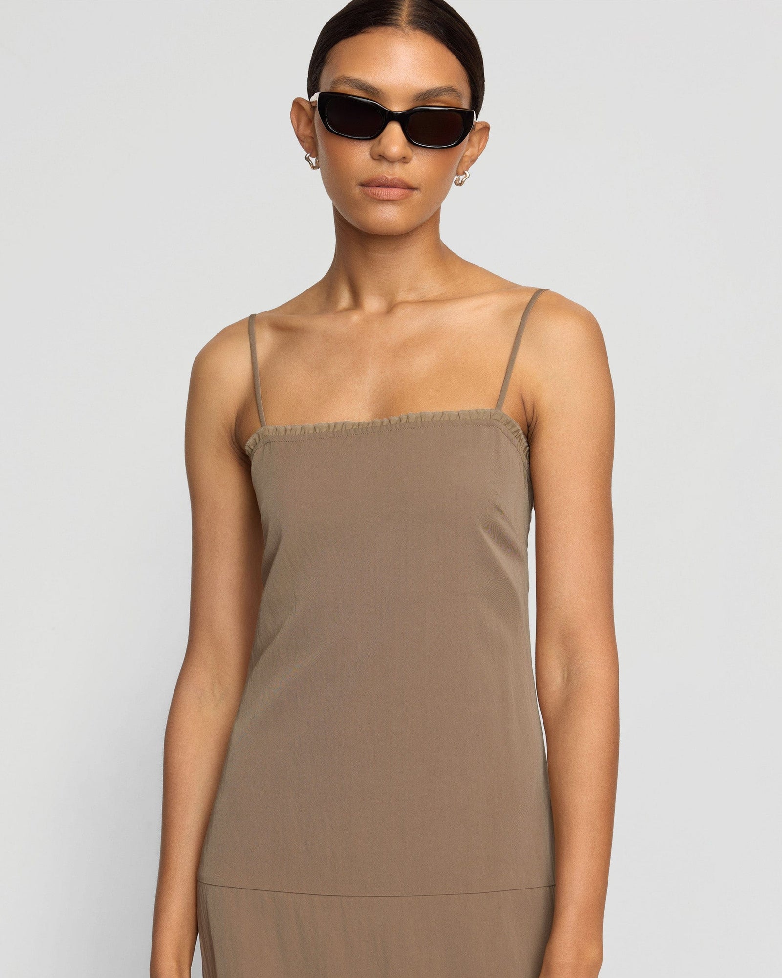 Lisette Square-Neck Cami Dress | Light Taupe