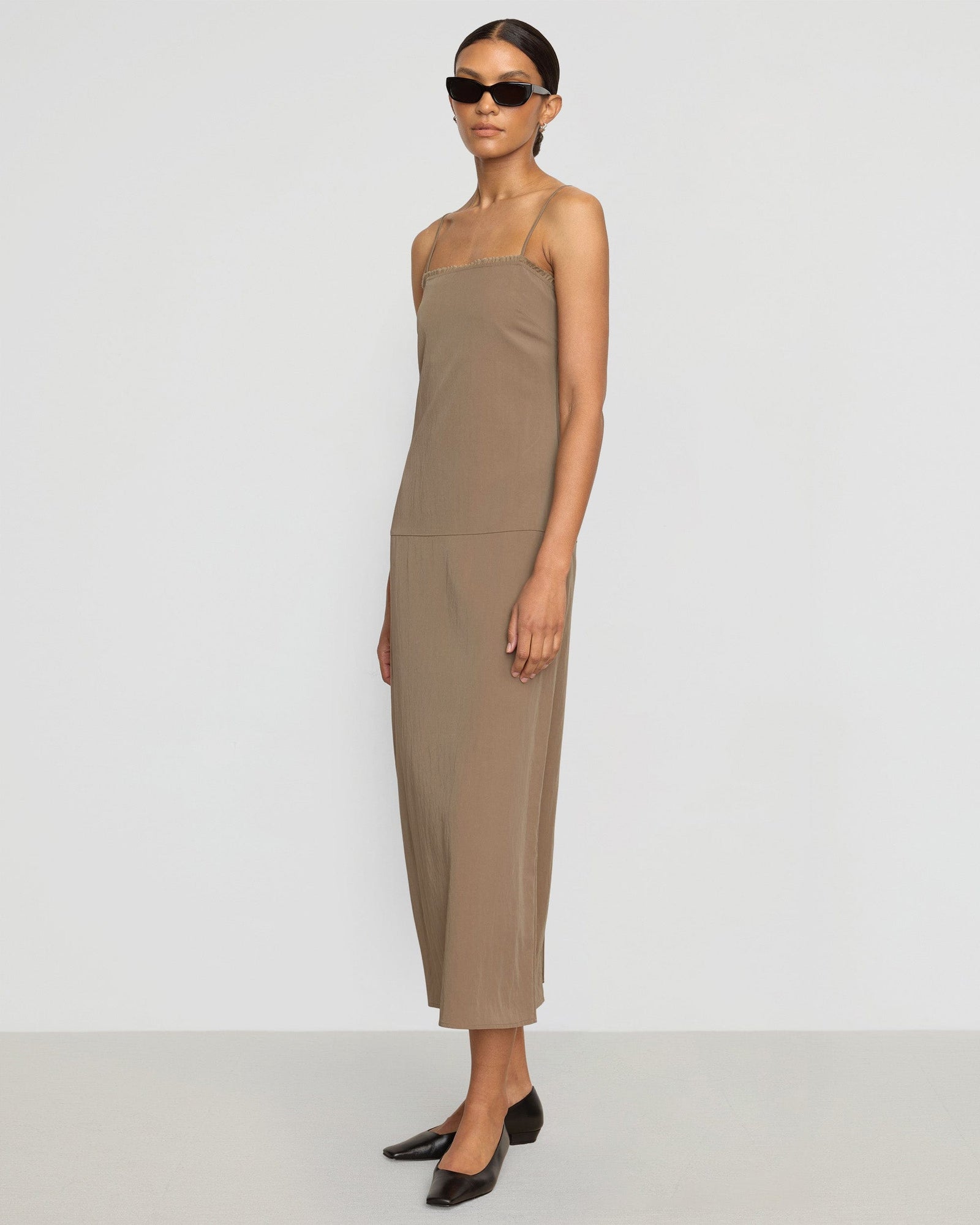 Lisette Square-Neck Cami Dress | Light Taupe