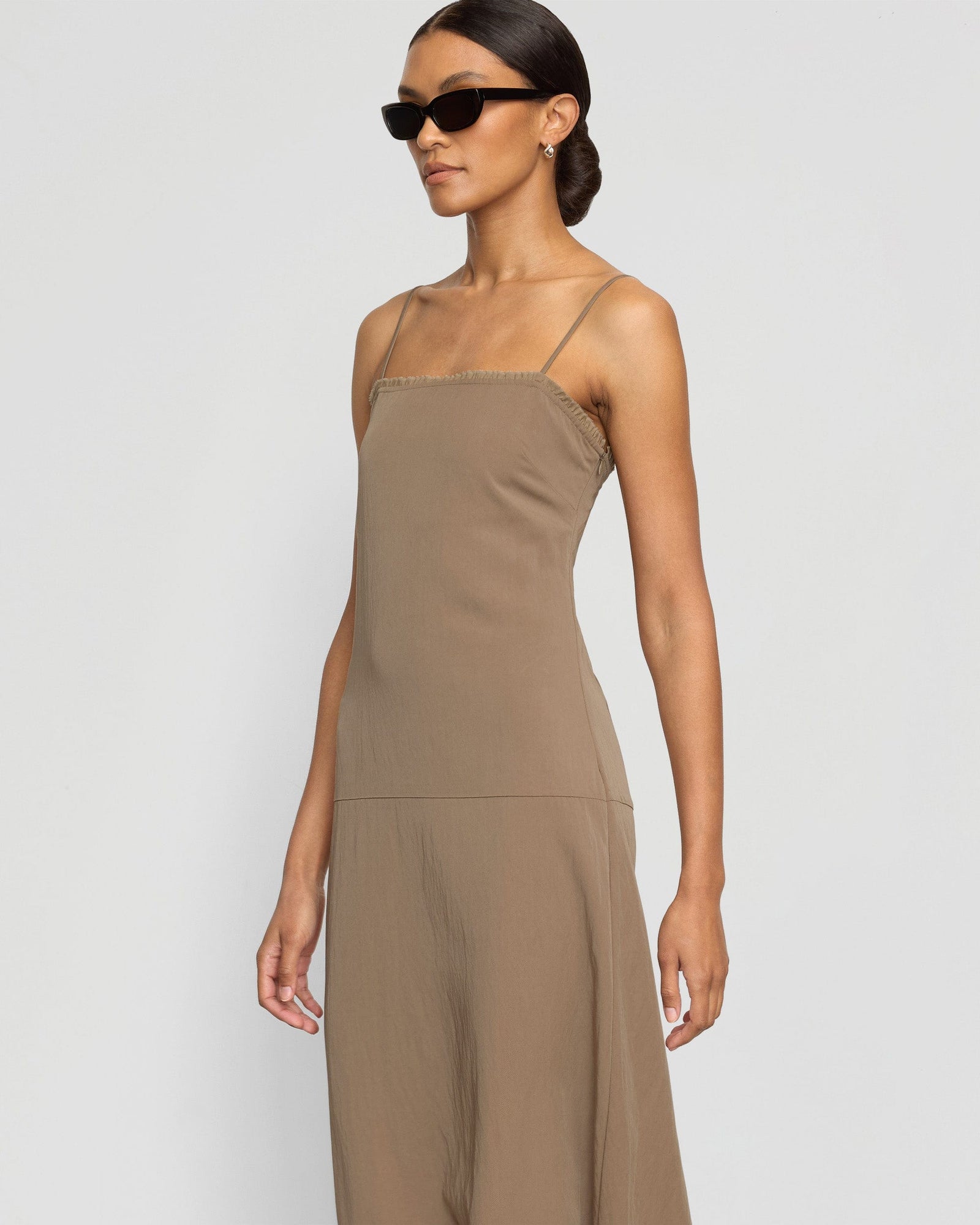 Lisette Square-Neck Cami Dress | Light Taupe