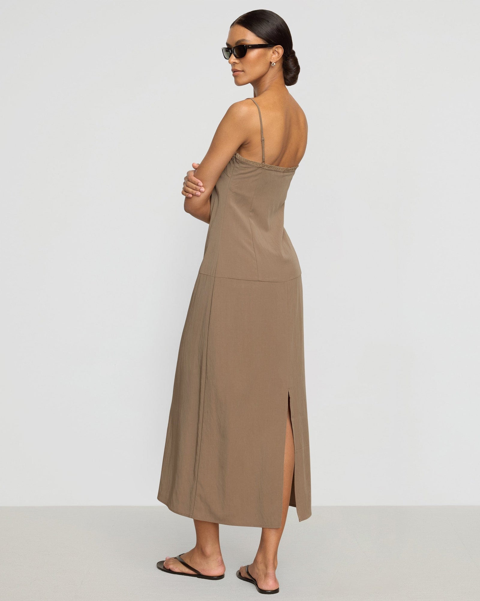Lisette Square-Neck Cami Dress | Light Taupe