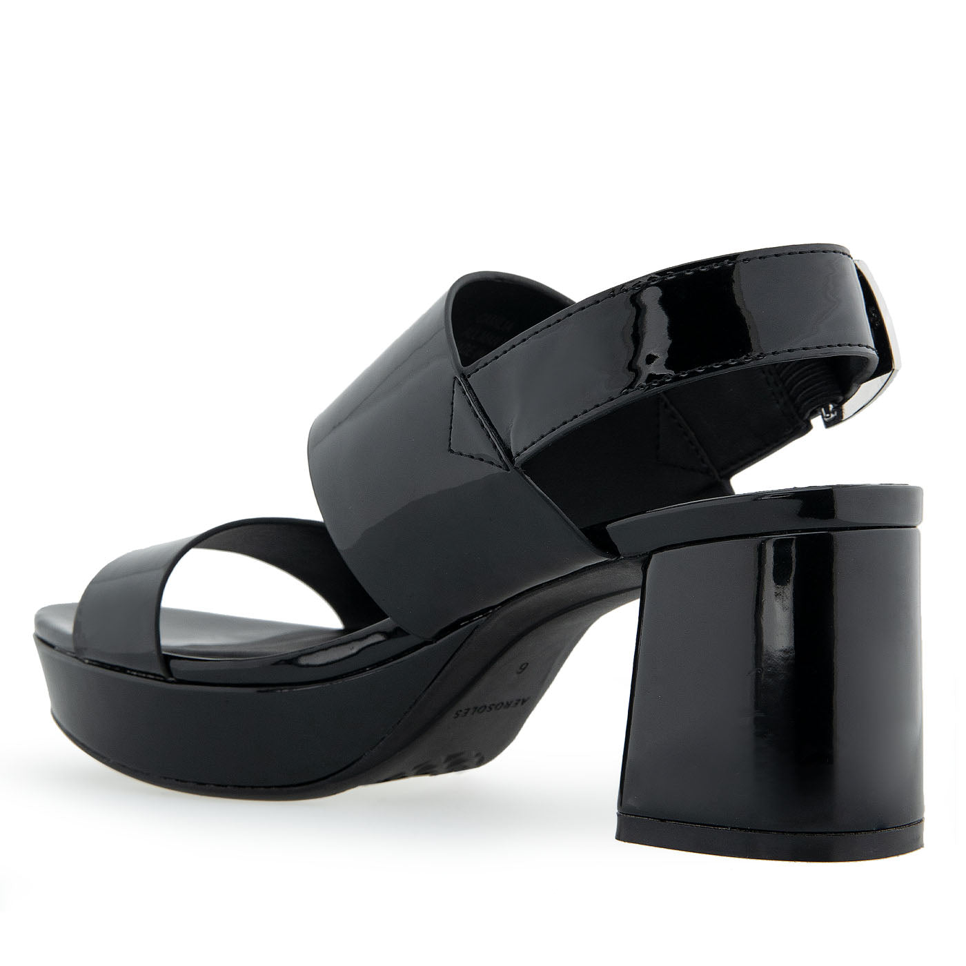 Camilia Sandal Platform | Black Faux Patent