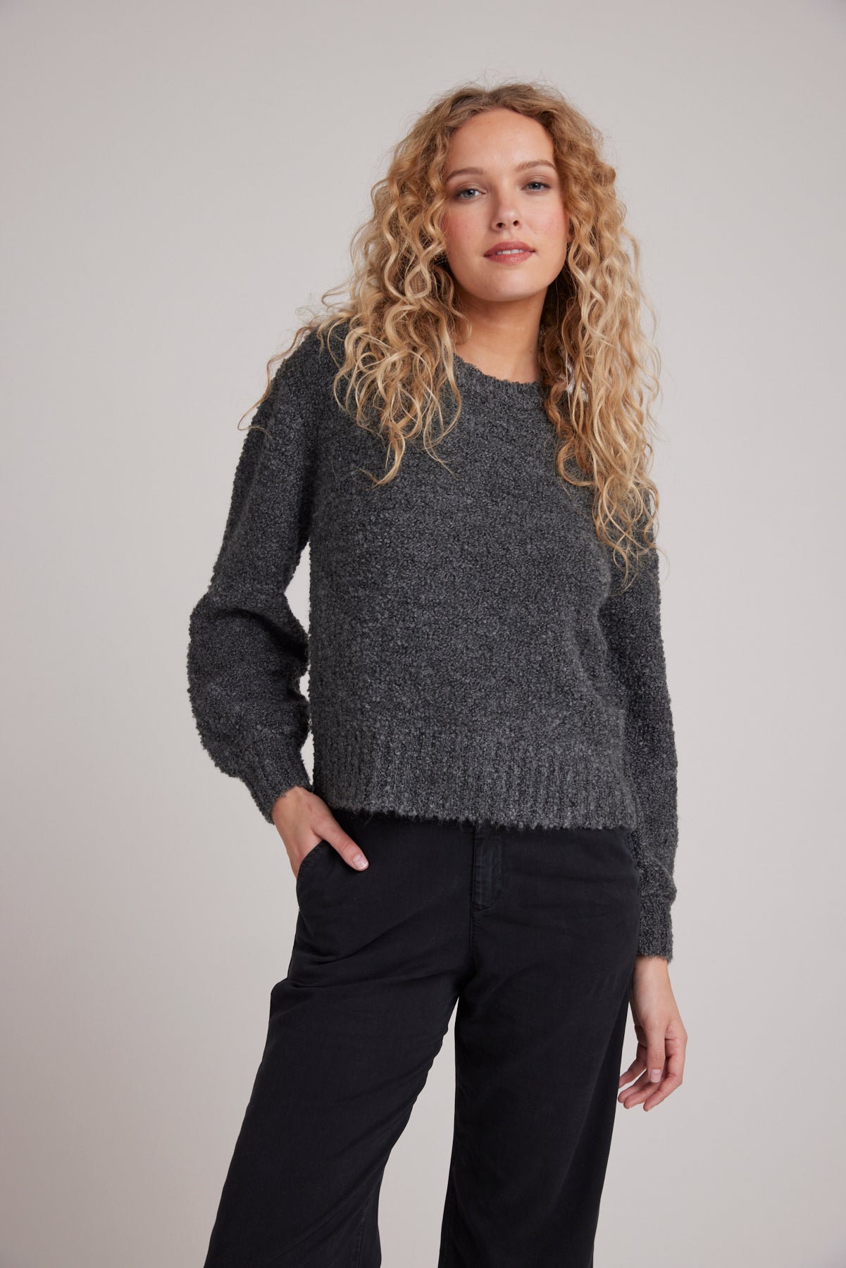 Long Sleve Crew Sweater - Shadow Grey