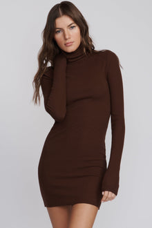 Long Sleeve Turtleneck Dress Mini Chocolate DRESSES ETERNE 
