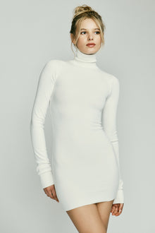 Long Sleeve Turtleneck Dress Mini Cream Cream DRESSES ETERNE 