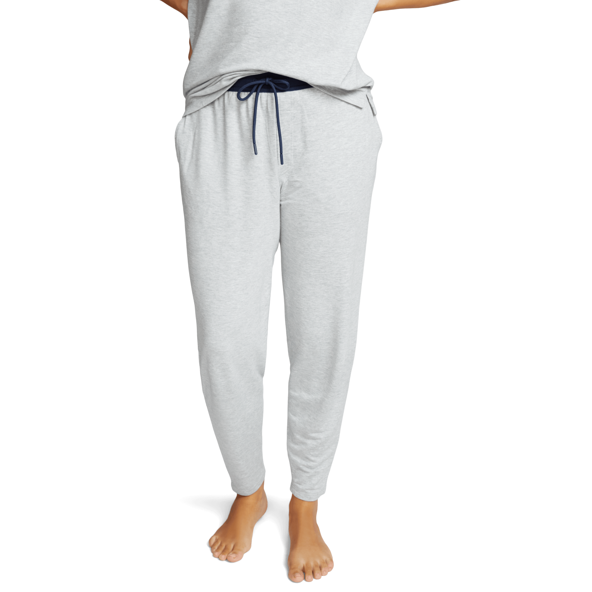 Breathable Modal French Terry Sweatpants | Light Gray Heather/Navy