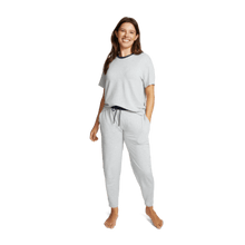 Breathable Modal French Terry Sweatpants | Light Gray Heather/Navy