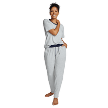 Breathable Modal French Terry Sweatpants | Light Gray Heather/Navy