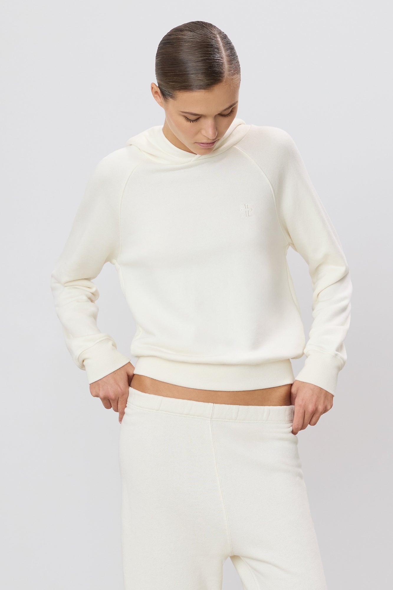 Shrunken Hoodie Sweatshirt | Cream