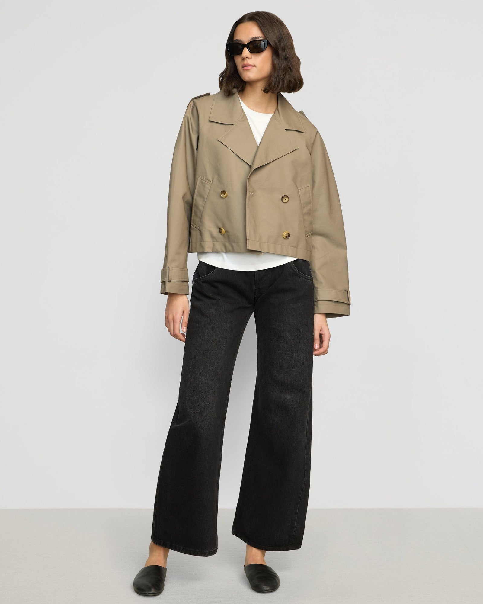 Luca Cropped Trench Jacket | Taupe