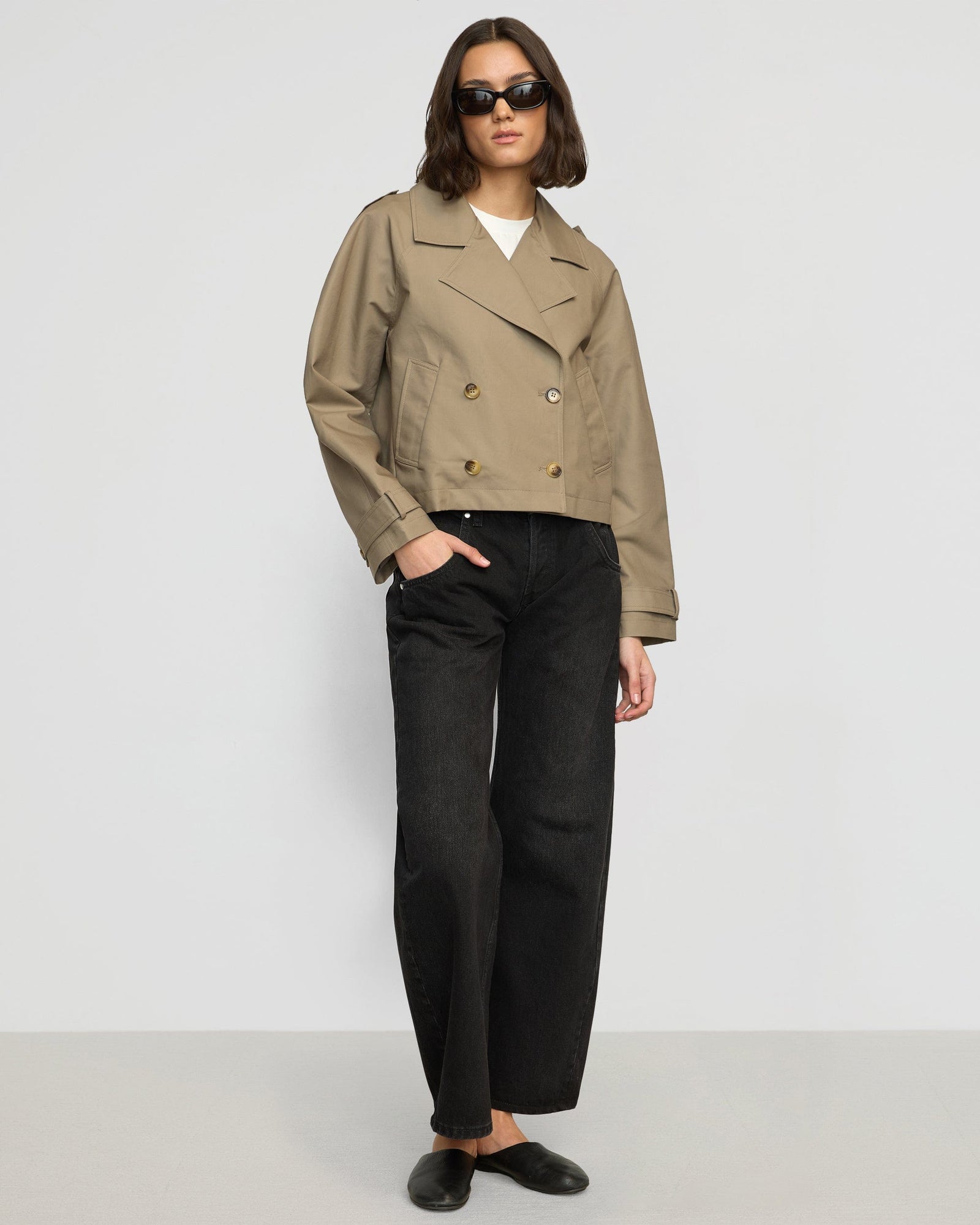 Luca Cropped Trench Jacket | Taupe
