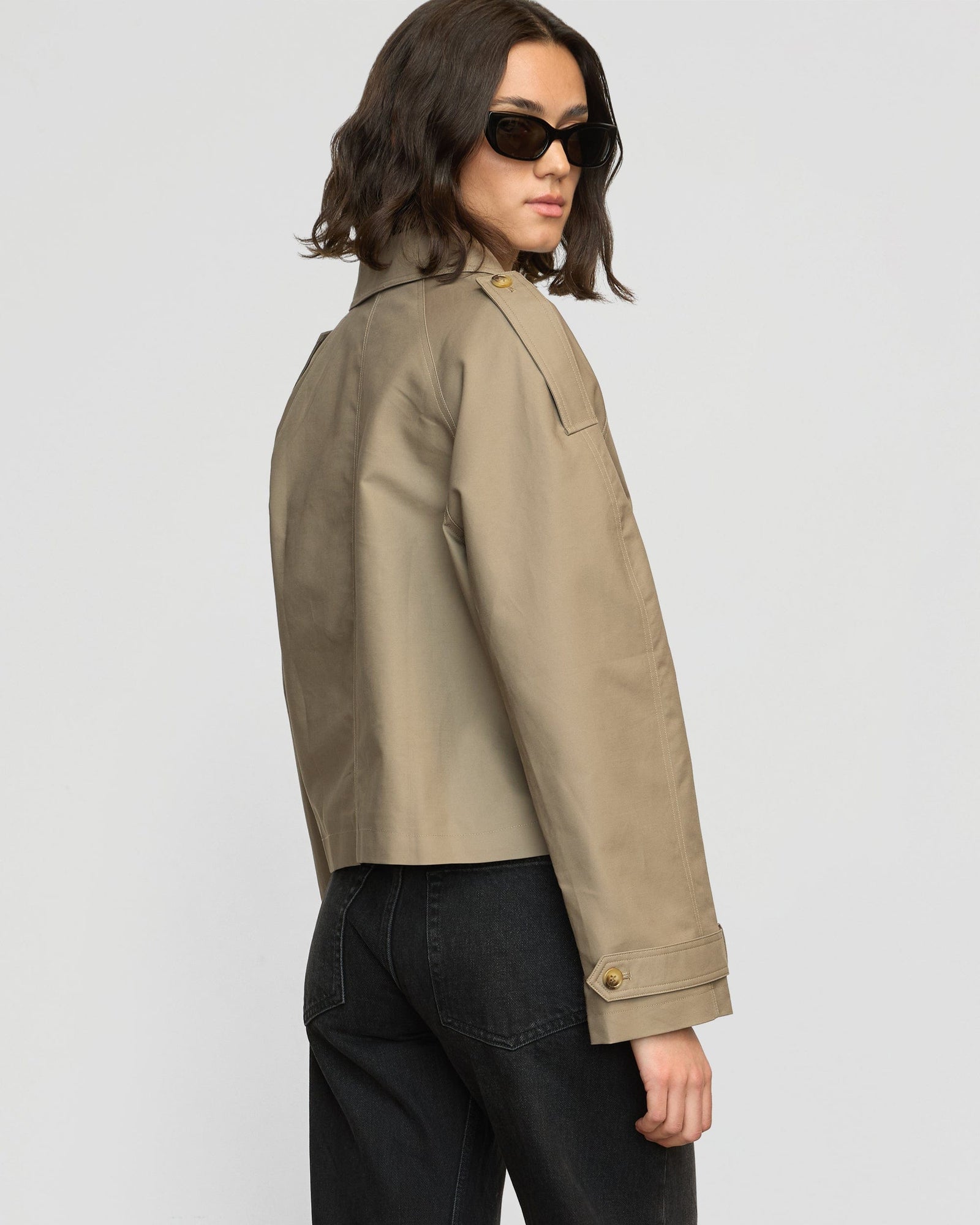 Luca Cropped Trench Jacket | Taupe