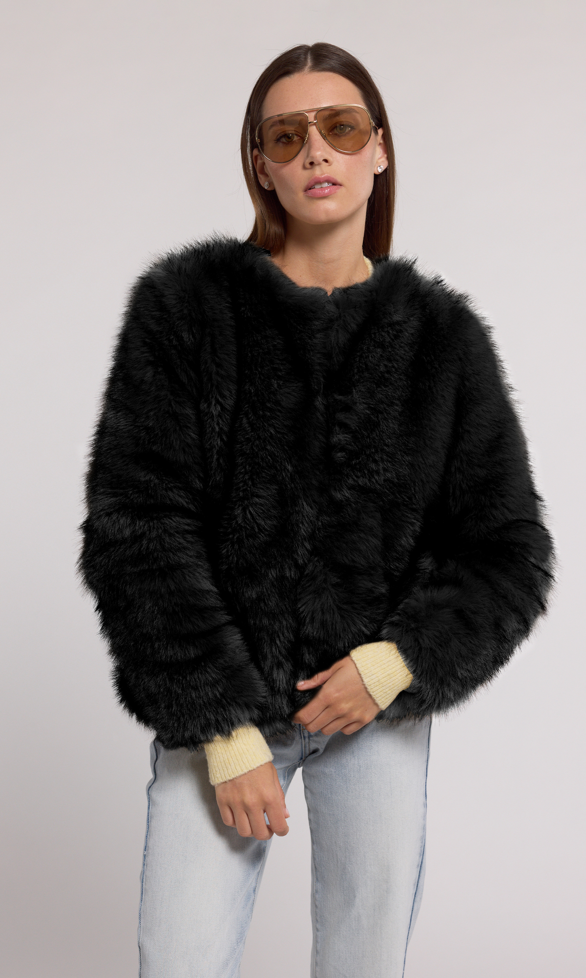 Lucas Faux Fur Jacket | Black