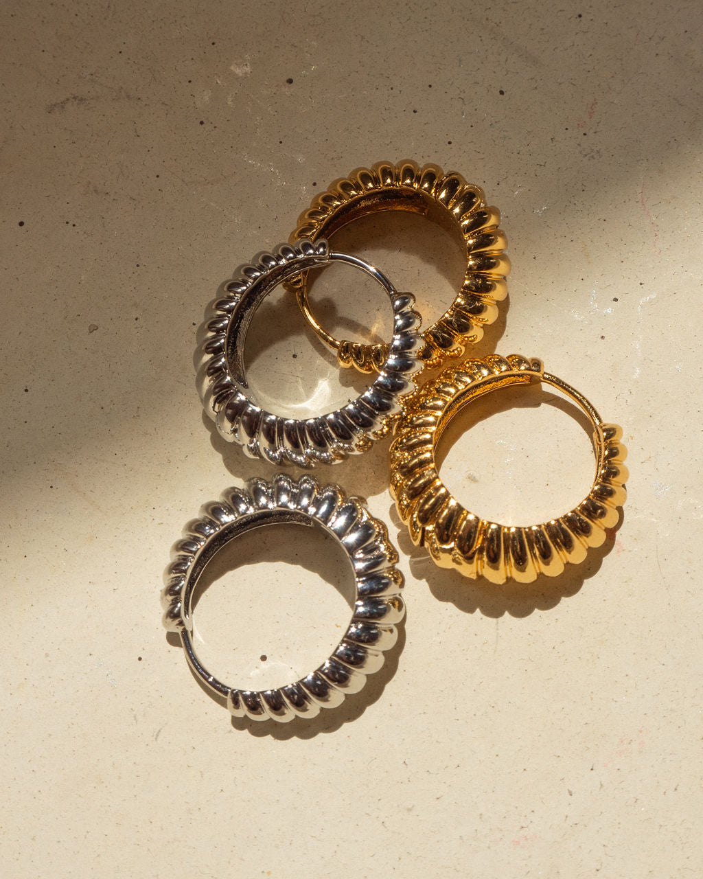 Ridged Marbella Hoops - Gold | Plated Gold