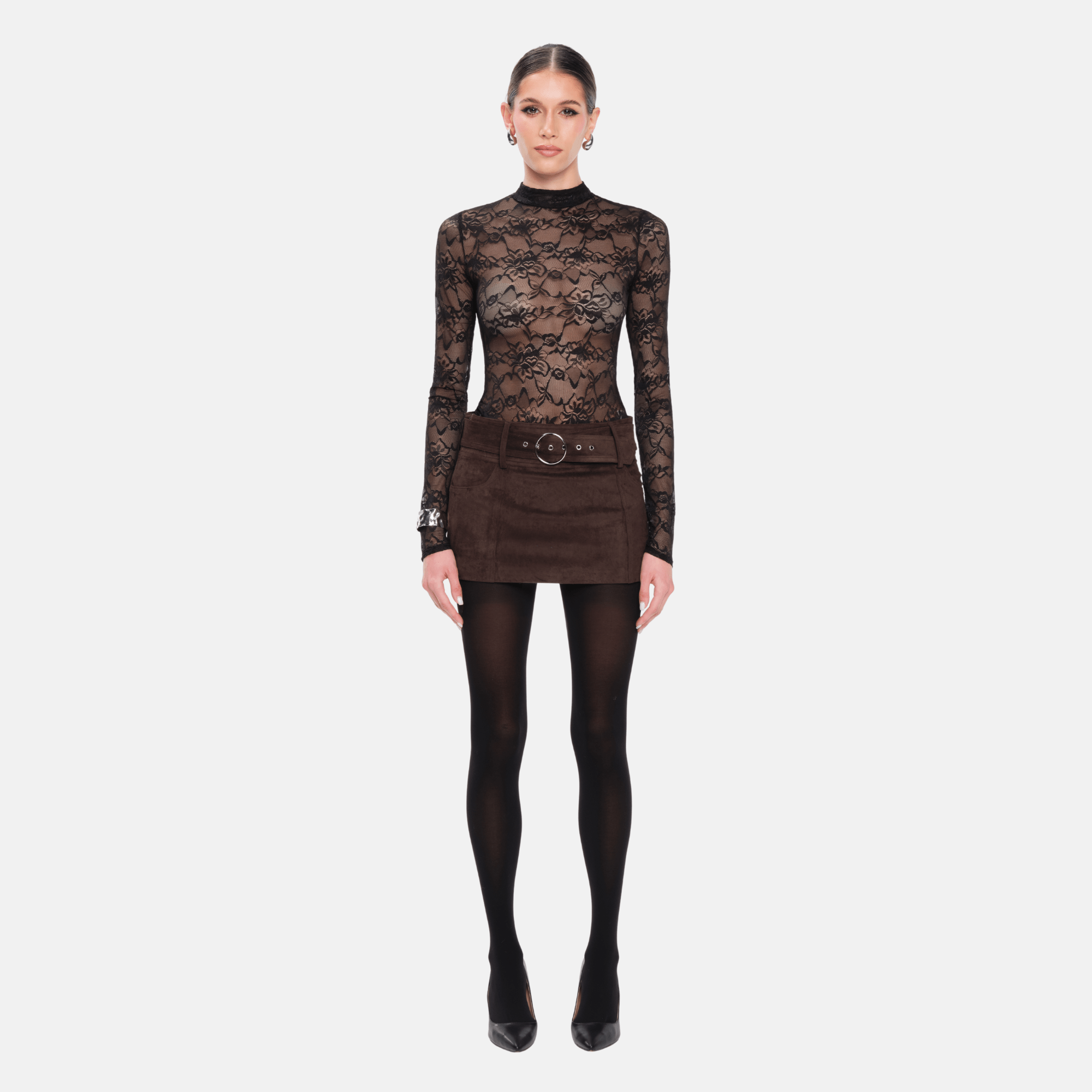 OW Collection LYDIA Lace Bodysuit Bodysuit 121 - Black