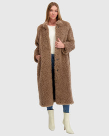 Fur-Free Cashmere Goat (Faux Fur) Coat | Taupe
