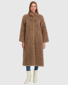 Fur-Free Cashmere Goat (Faux Fur) Coat | Taupe