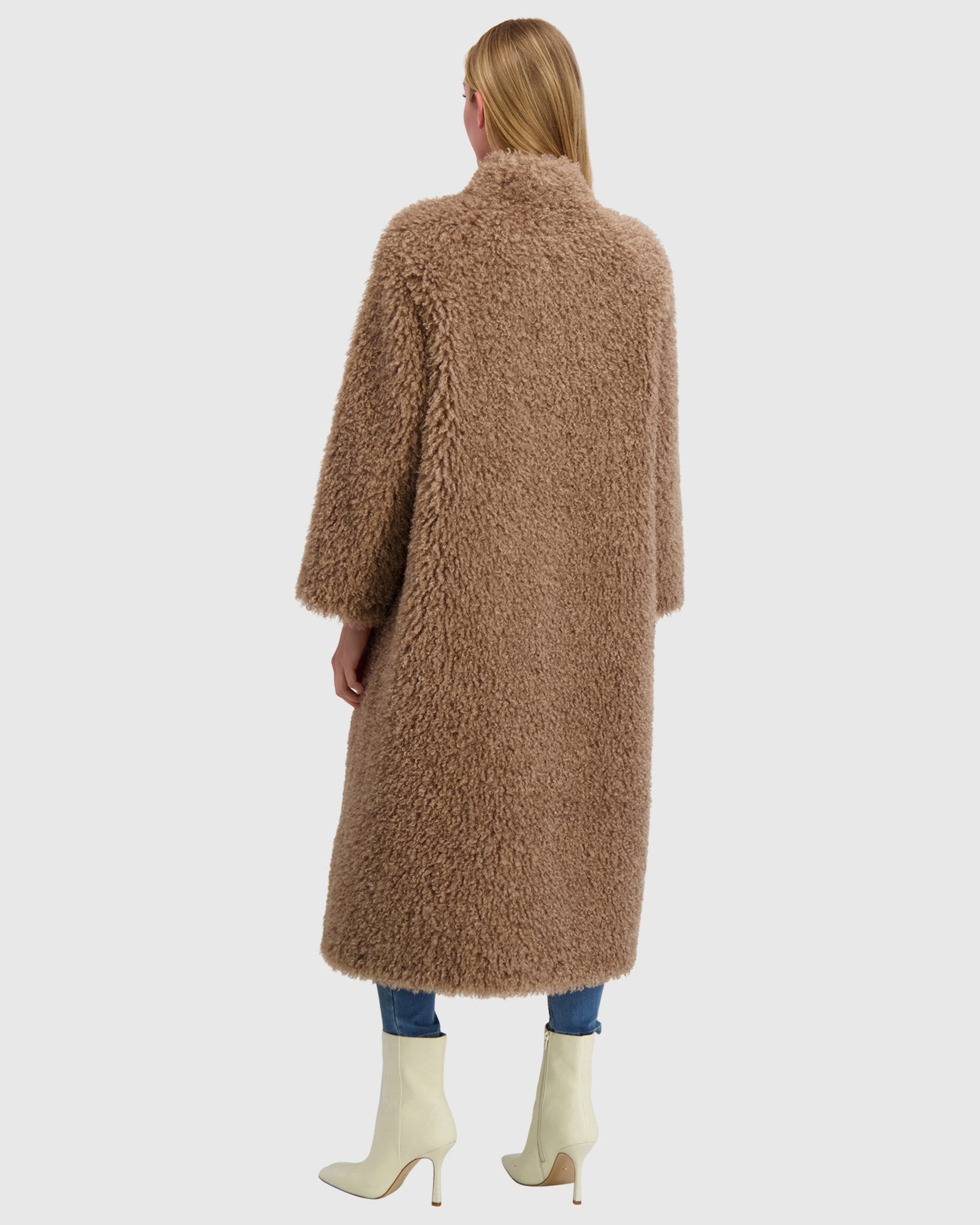 Fur-Free Cashmere Goat (Faux Fur) Coat | Taupe