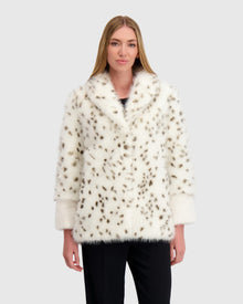 Fur-Free Fox And Mink (Faux Fur) Jacket | White/Black Spotted